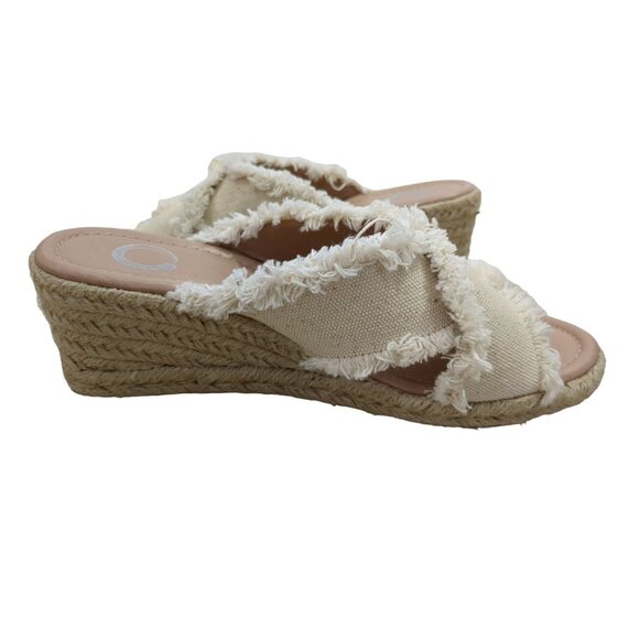 Journee Collection Wedge Sandal Womens 6 Beige Slip On Open Toe Shanni - Picture 6 of 11